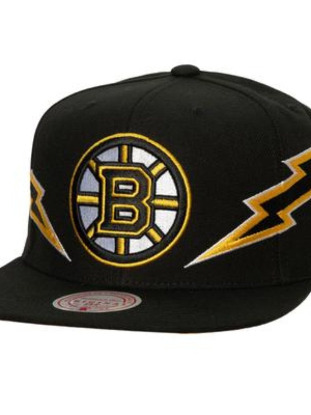 Men S Mitchell & Ness Black Boston Bruins Double Trouble Lightning Snapback Hat